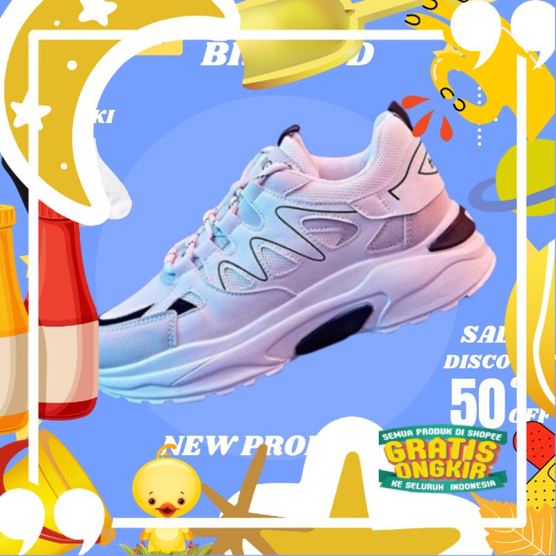 Sepatu Sneakers Wanita Olahraga Jogging Running Sport Sepatu Wanita Remaja Cewek Korea Tali Putih Ke