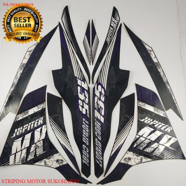 (ORI) stiker striping motor yamaha Jupiter  mx new 135 2013 hitam full list body standar KUALITAS OR