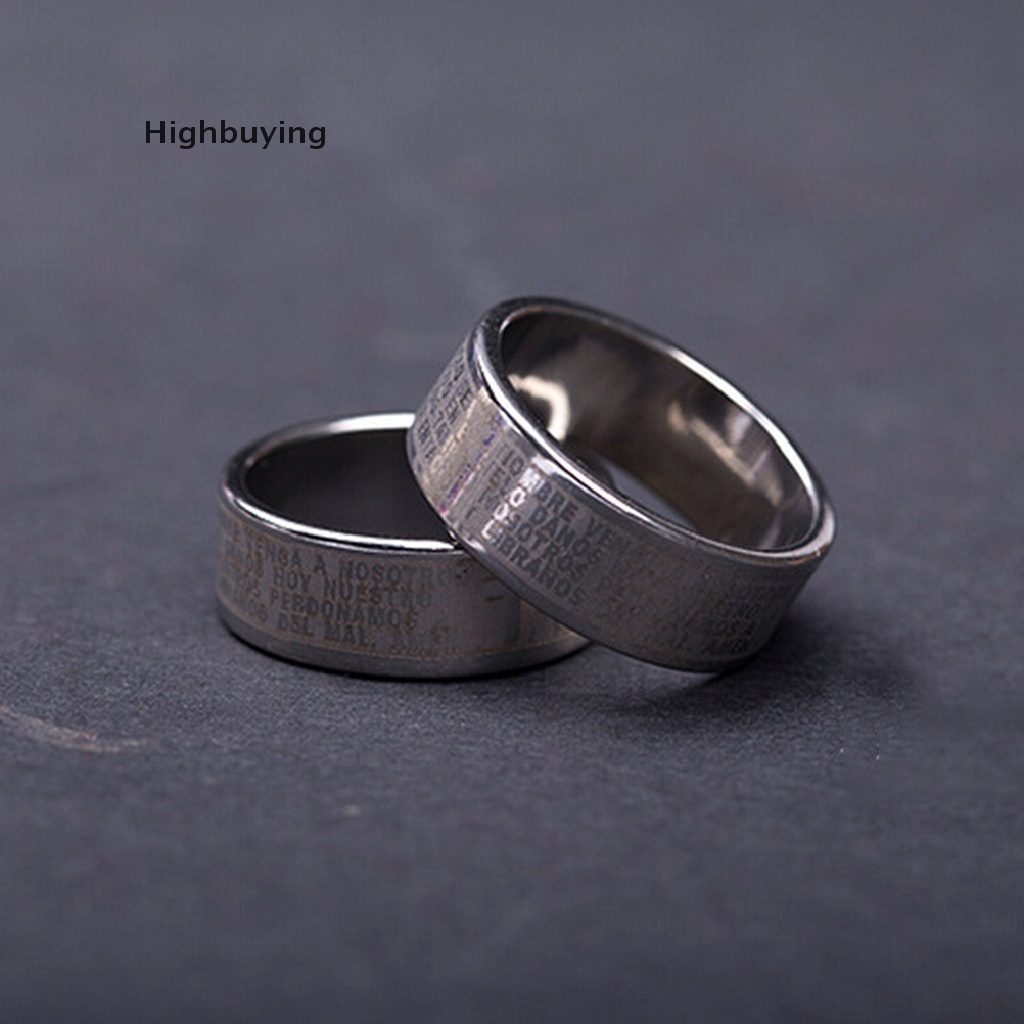 Hbid 1pcs Cincin Silang Teks Alkitab Cincin Perhiasan Titanium steel Untuk Wanita Pria Glory