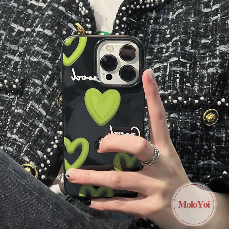 IPHONE Case Kompatibel Untuk Iphone14 13 11 12 Pro Max 7Plus Xr7 8 Plus X XS Max SE 2020 Kartun Lucu Graffiti Cinta Hati Lembut Glossy Smiley Halus Tahan Kotoran Tpu Cover