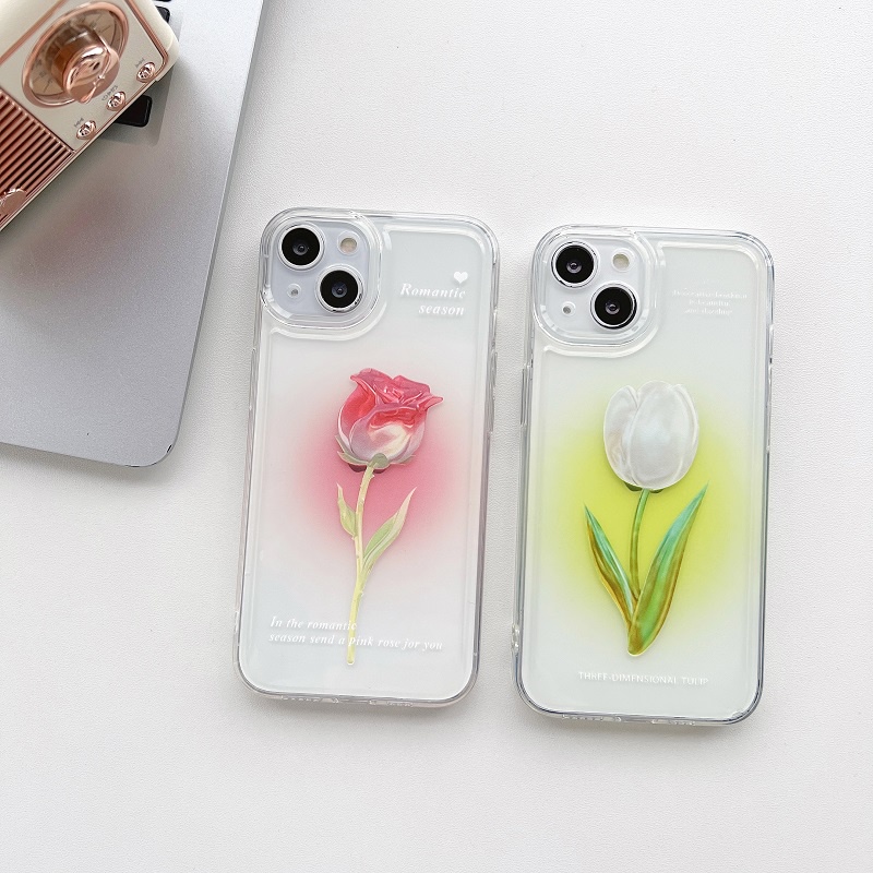 Rose Girl iPhone 14 pro max Casing Pelindung Handphone Transparan Anti Jatuh i 13 12 11 xr xsmax Perlindungan Lensa all-inclusive