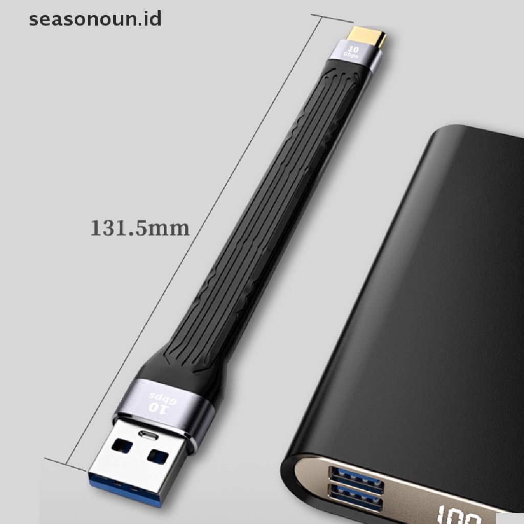 Seasonoun Ultra Short USB To Type C Cable USB 3.1 Gen 2usb C Quick Charge FPC Kabel Kawat 4K 10Gbps Sync Kabel Data Kabel Jalur Pengisian.