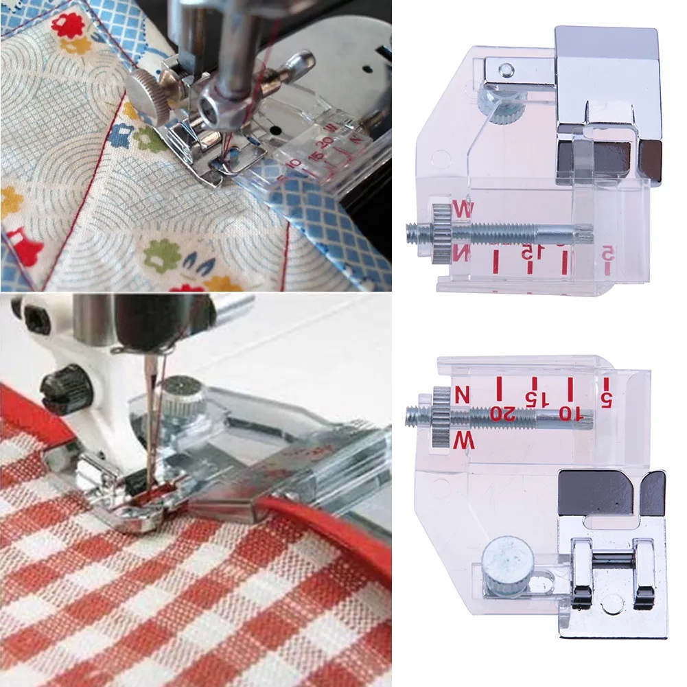 Adjustable Hemmed Fabric Presser Foot Untuk Mesin Jahit Rumah Single Piece Quick Release Beveled Presser Foot Universal Snap-On Presser Foot Aksesoris Mesin Jahit