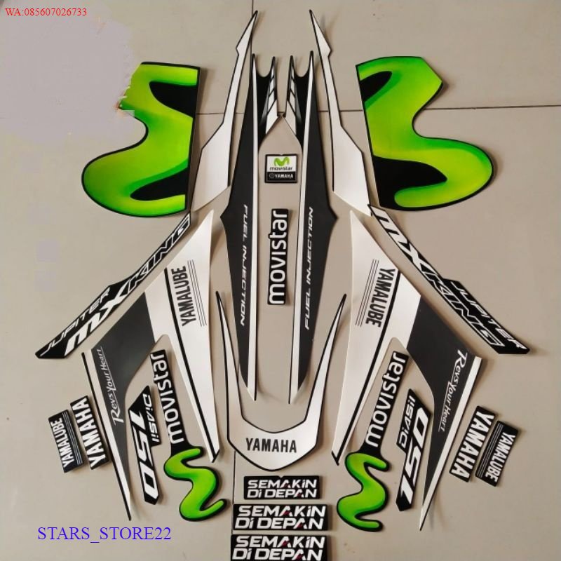 (ORI) striping lis stiker standar ori Jupiter mx king 2015 Movistar Hitam stiker ori Mx king Movista