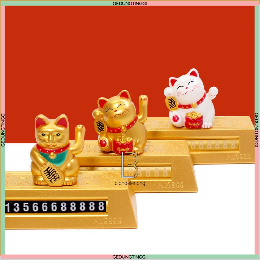 Patung Pajangan Hiasan Boneka Kucing Hoki Rejeki Rezeki Maneki Neko Maneko Neki Lucky Fortune Cat Keberuntungan Mainan Munchkin Keramik Mobil Meja Cina China Jepang Baterai Solar Tangan Goyang Gerak Bergerak Berotot Muscle Jumbo Besar Mini Lucu Imut Murah