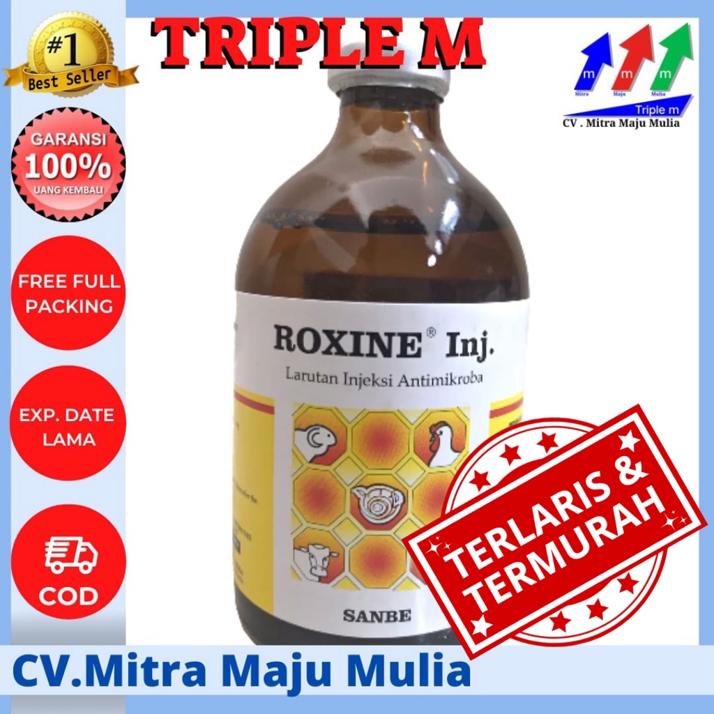 Roxine 100 ml TRIPLE M - Antibiotik Sapi Kambing dll Sanbe