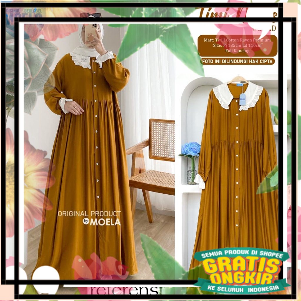Gamis Jumbo Rayon Premium Terbaru 2020 Ori FREE MASKER Model Timi Dress Wanita Busui Kekinian Viral 