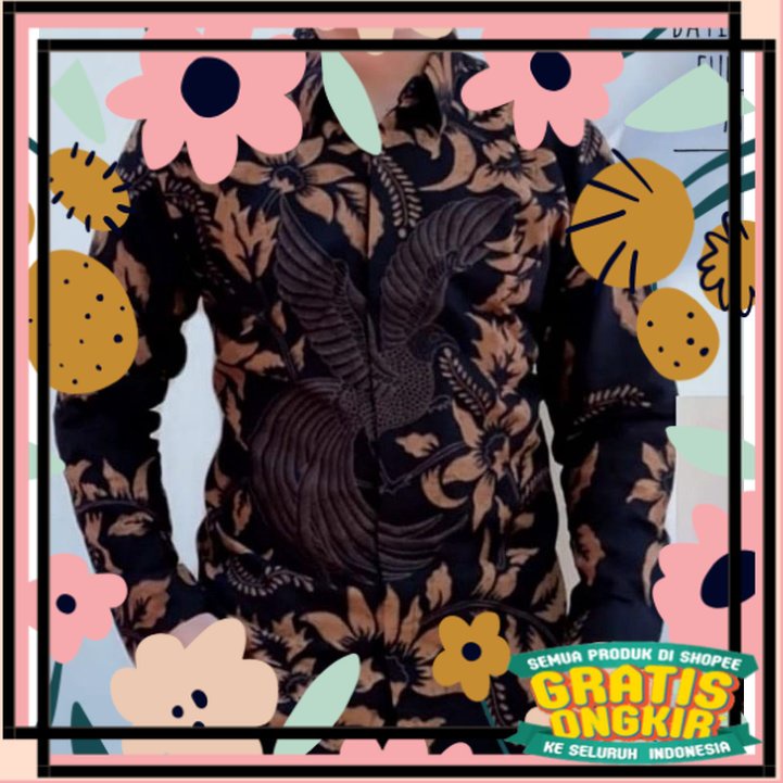 BATIK BOLO DEWO Motif Hamengkubuwono Hem Atasan Kemeja Batik Pria Lengan Panjang / ungu