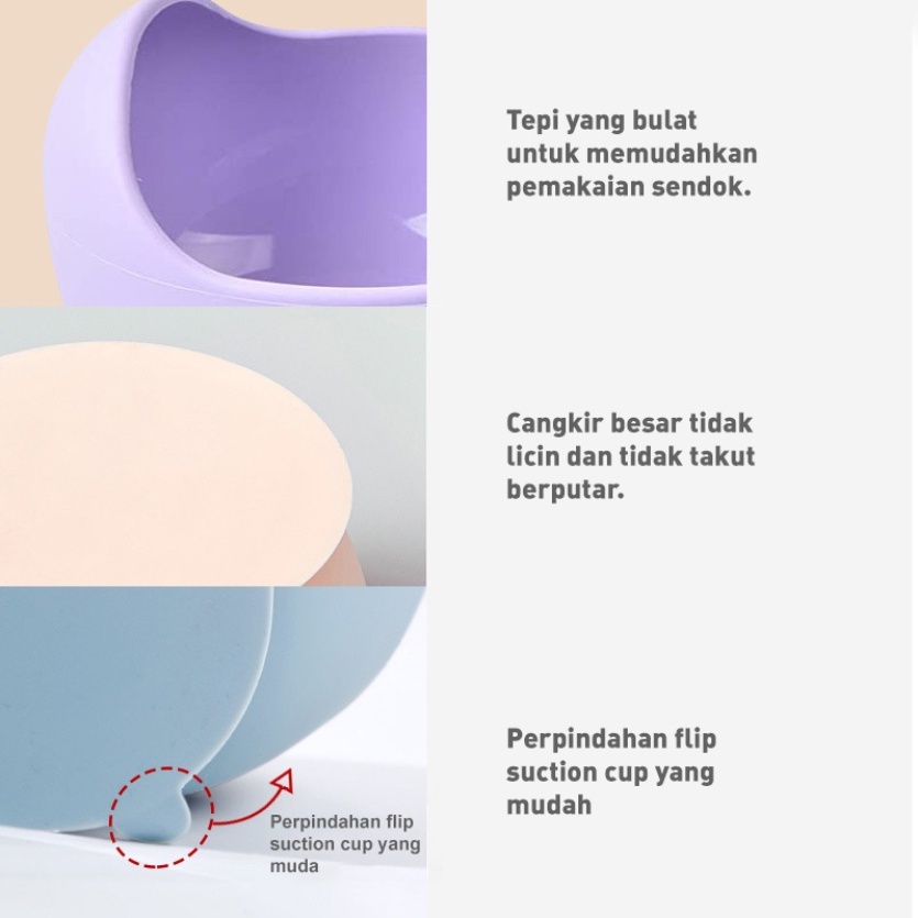 【R.B.C】Mangkok Dan Sendok Silikon Bayi Bpa Free Mangkok Makan Mpasi Bayi Set Alat Makan Bayi Silicon Set Alat Mpasi Peralatan Makan Bayi Set Tempat Makan Bayi Silicon Perlengkapan Makan Bayi Mpasi COD