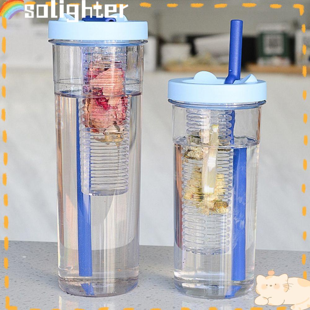 SOLIGHTER 670/800ML Straw Cup Cute Transparent Outdoor Cups Filter