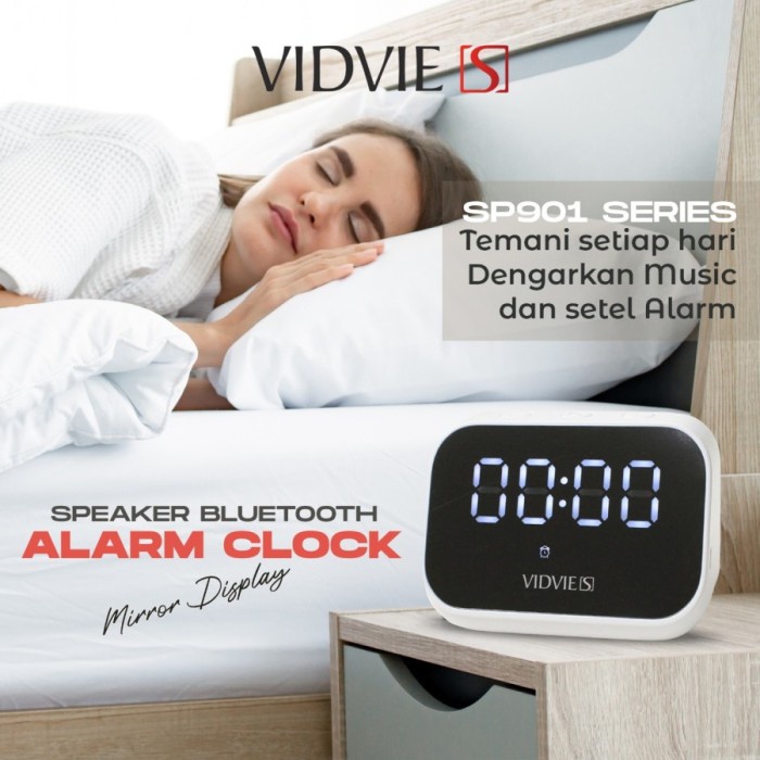 Vidvie S 3in1 Speaker Bluetooth With LED Alarm Clock XL SP901 - White