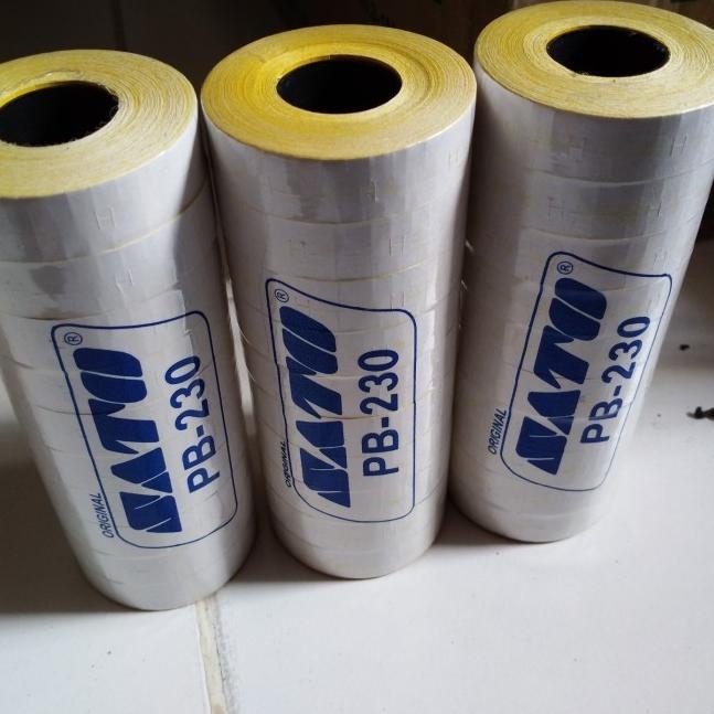 (Min 10 Roll) Price Tag Label Kuning Mesin Hand Label Sato PB230 PB-230 PB 230 Stiker Cetak Harga Manual