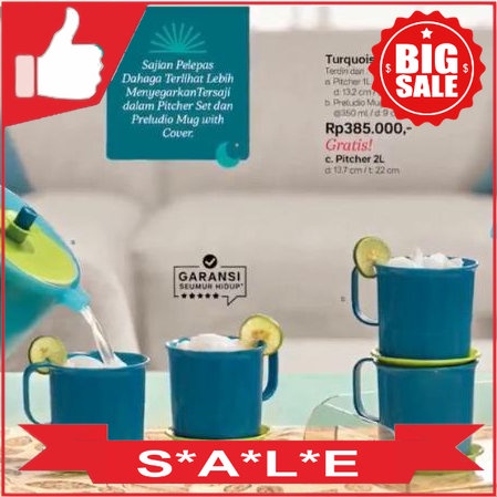 Tupperware Preludio Mug 4pcs Turquoise gelas bertutup Tupperware Original