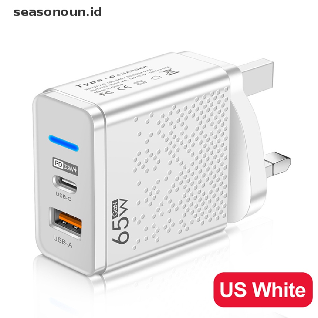 SAMSUNG Seasonoun Fast Charge Charger 65W USB C Charger Untuk iPhone Xiaomi 12samsung Huawei USB Charger Handphone QC 3.0 Adaptor.