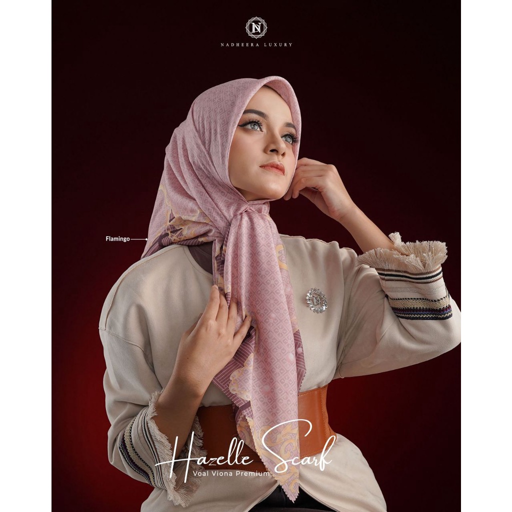 Hazelle Scarf Terbaru | Scarf Nadheera Luxury | Kerudung Segiempat Kekinian | Jilbab Segiempat Bunga