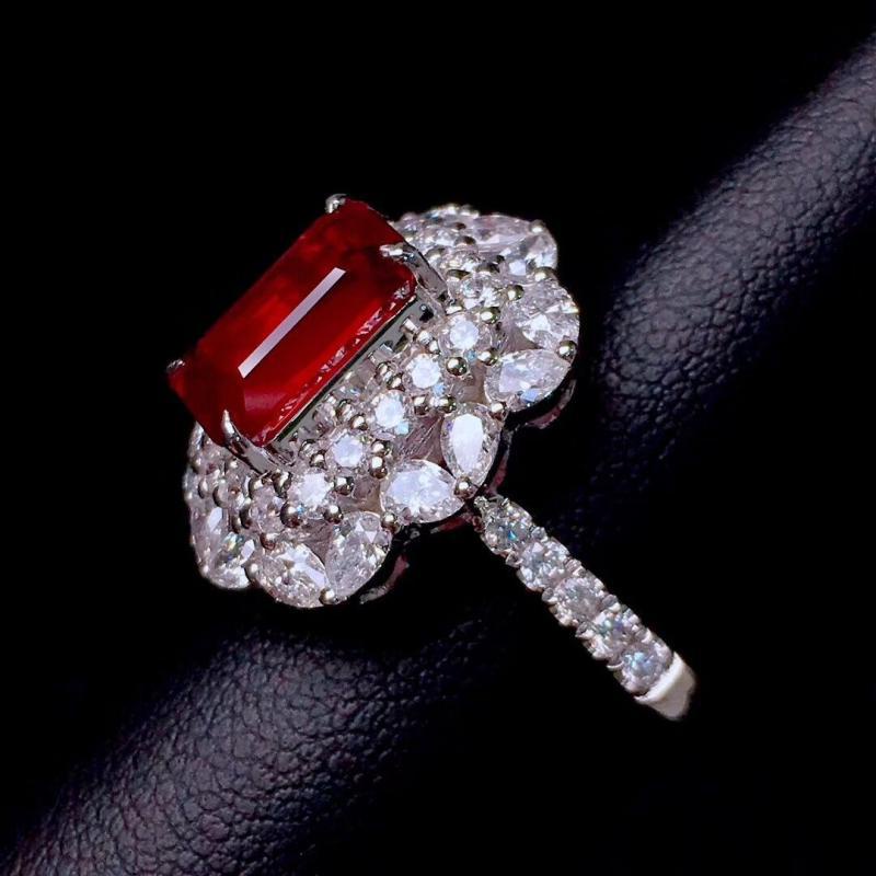 Goldkingdom Aksesoris Perhiasan Fashion Ready Stock Mewah Putri Merpati Darah Ruby Cincin Berlian Set Cincin Perhiasan Mewah Warna Warni