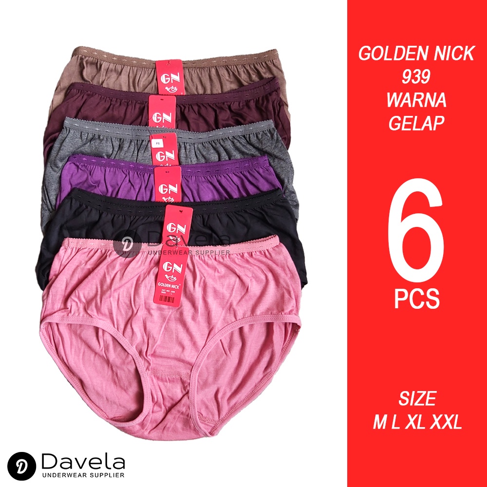 6 Pcs CD GN 939 CD Wanita Warna Tua | Warna Gelap | Size M L XL XXL | CD Katun TOKO KEANULOVA