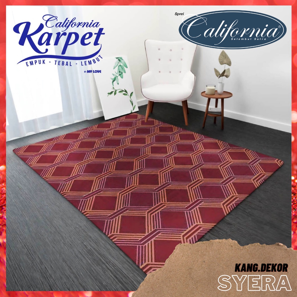 Karpet Selimut California Motif Syera 150x190 Murah Premium Busa Besar Lembut Empuk anti Licin Polyester Tikar Malaysia Perlengkapan Rumah Minimalis