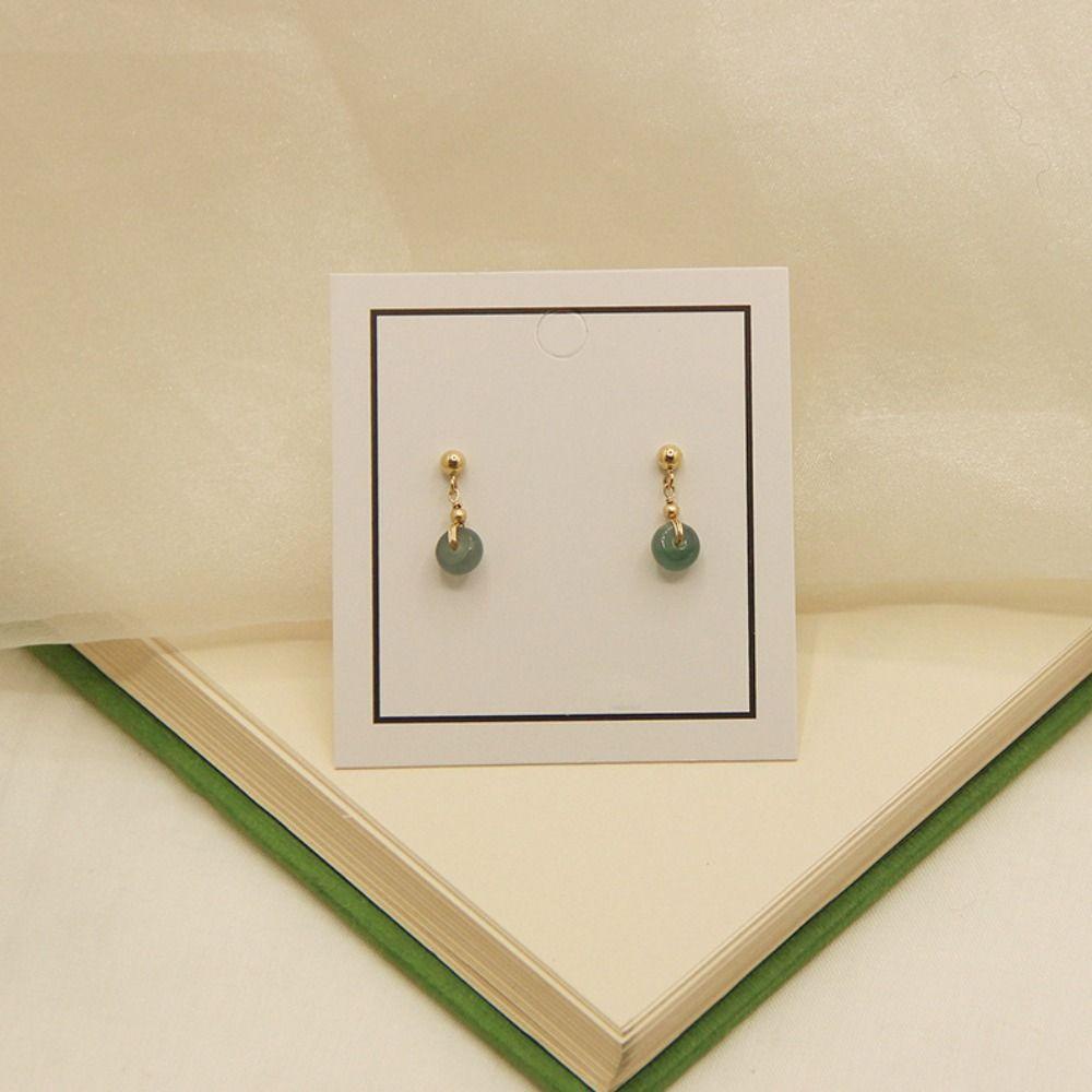 Mxbeauty Anting Gaya Cina Geometri Retro Bulat Liontin Fashion Giok Klasik Perempuan Menjuntai Earrings