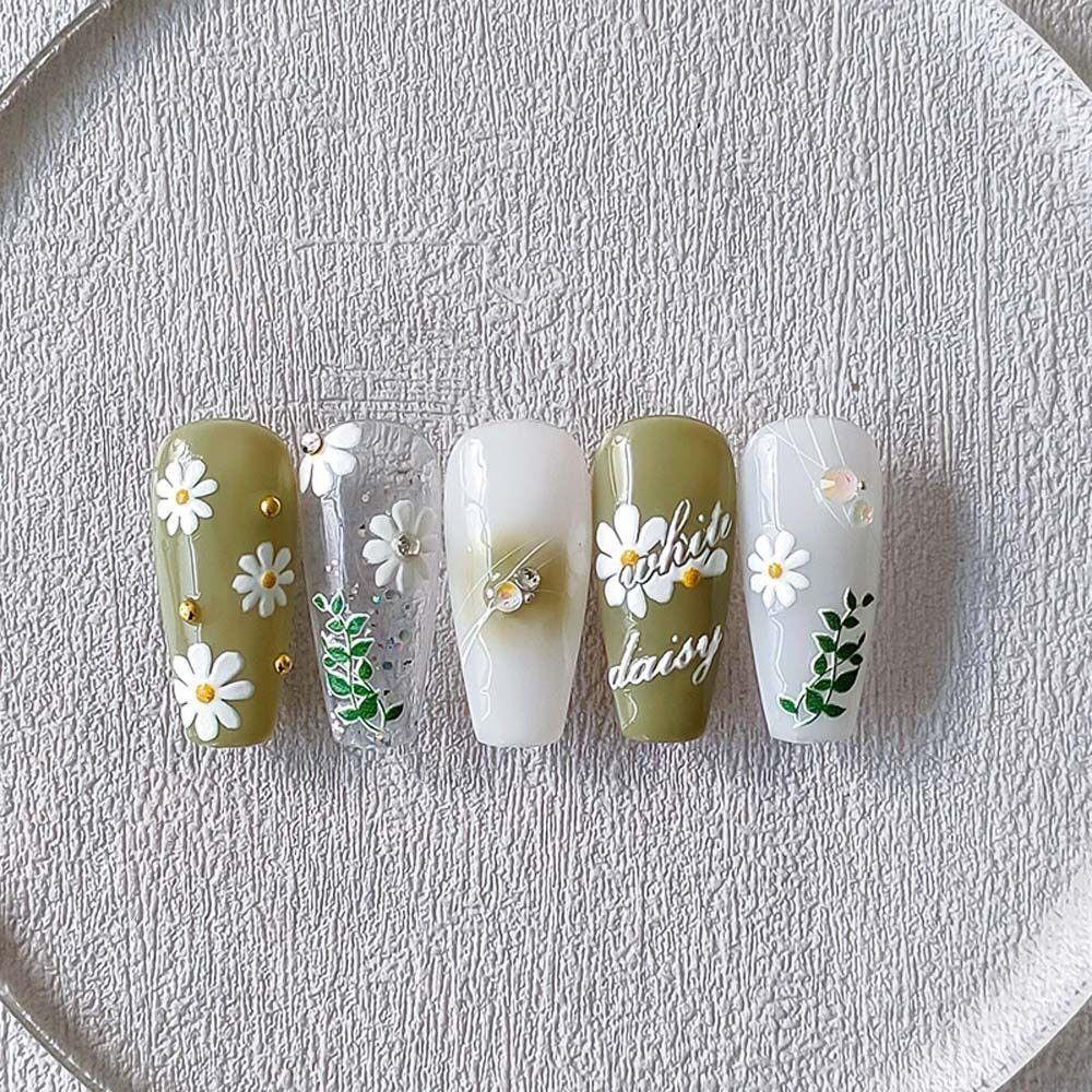 AUGUSTINA Agustina Bunga Stiker Kuku Jepang Nail Art Kupu-Kupu Daisy Self Adhesive Dekorasi Kuku