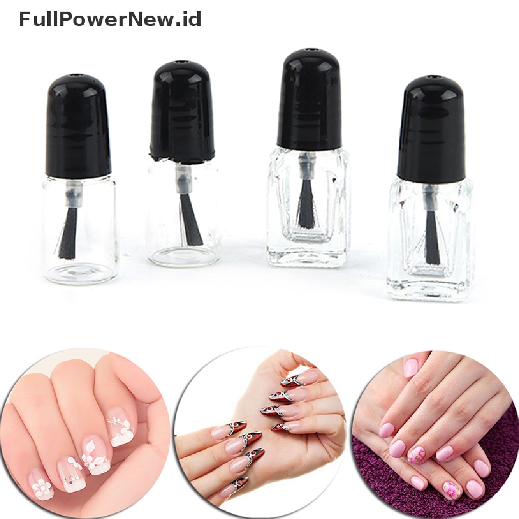 Power 2ml/3ml Wadah Penyimpanan Botol Kaca Bening Kutek Kosong Dengan Tutup Hitam ID