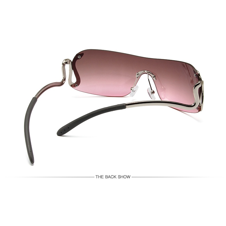 Kacamata Punk One-piece Rimless Silver Snake Bracket Sunglasses Pria Dan Wanita Model Tren Kacamata Foto Jalan