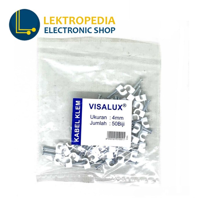 Klem Visalux 4mm isi 50 pcs Kabel Clip no 4 mm Paku Beton Listrik