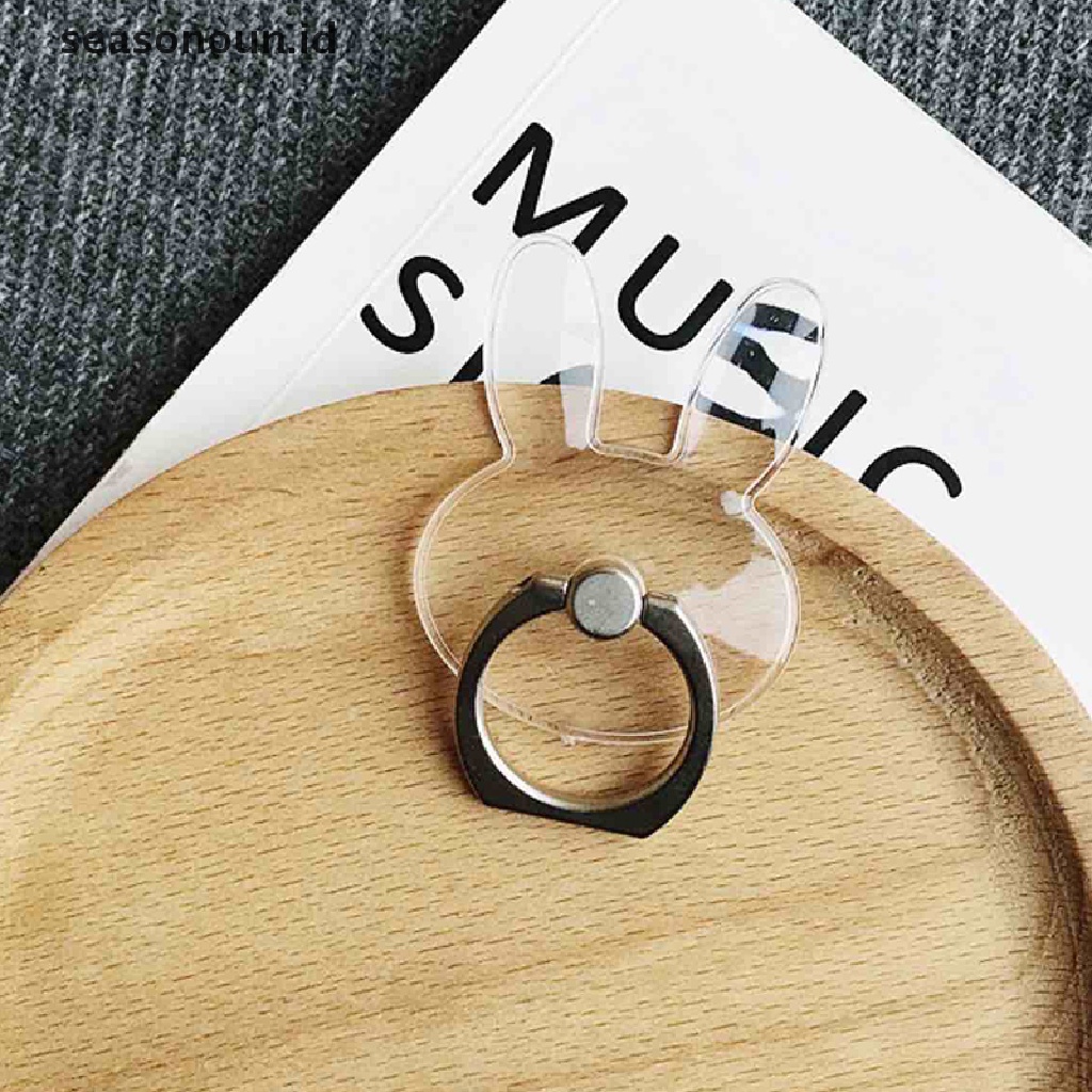 Seasonoun Universal Dudukan Ponsel Cincin Jari Lipat Lem Stand Transparan Holder.