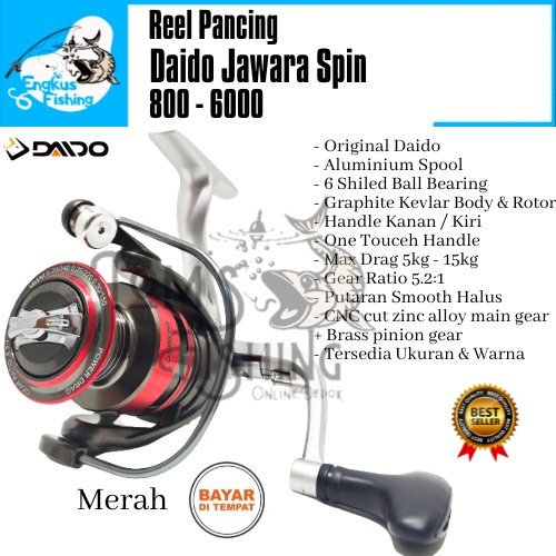 Reel Pancing Daido Jawara 800 - 6000 (6 Bearing) Aluminium Spool Murah - Engkus Fishing