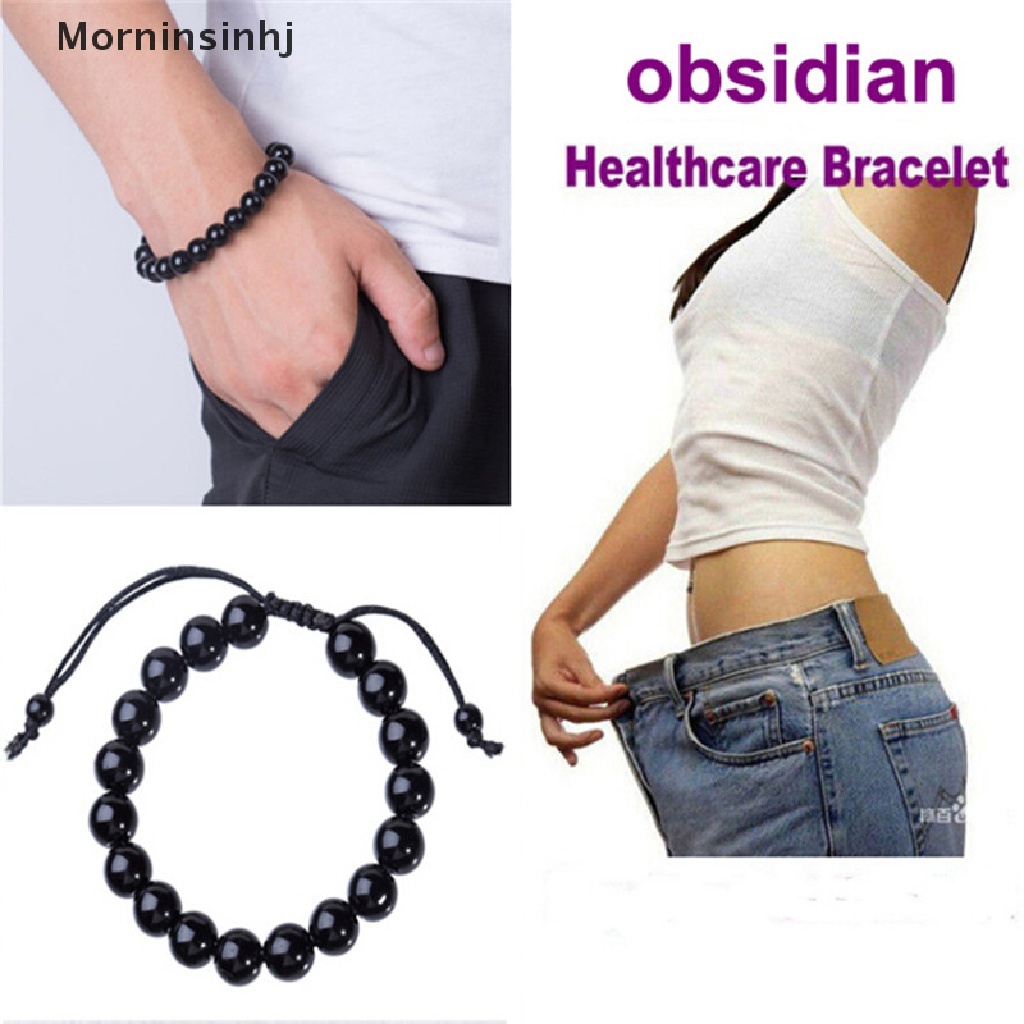 Mornin Fashion Round Obsidian Stone Healthcare Gelang Kesehatan Penurunan Berat Badan id