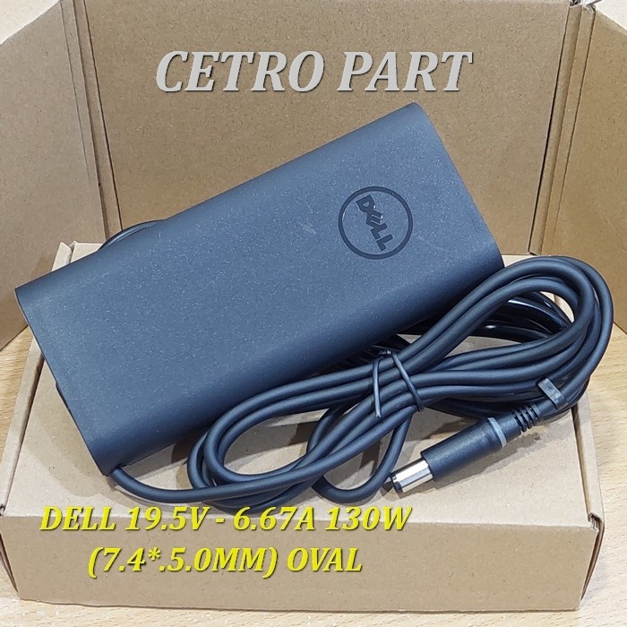 Adaptor Charger DELL 19.5v - 6.67a 130W JARUM DC 7.4*5.0mm Model OVAL -NEW