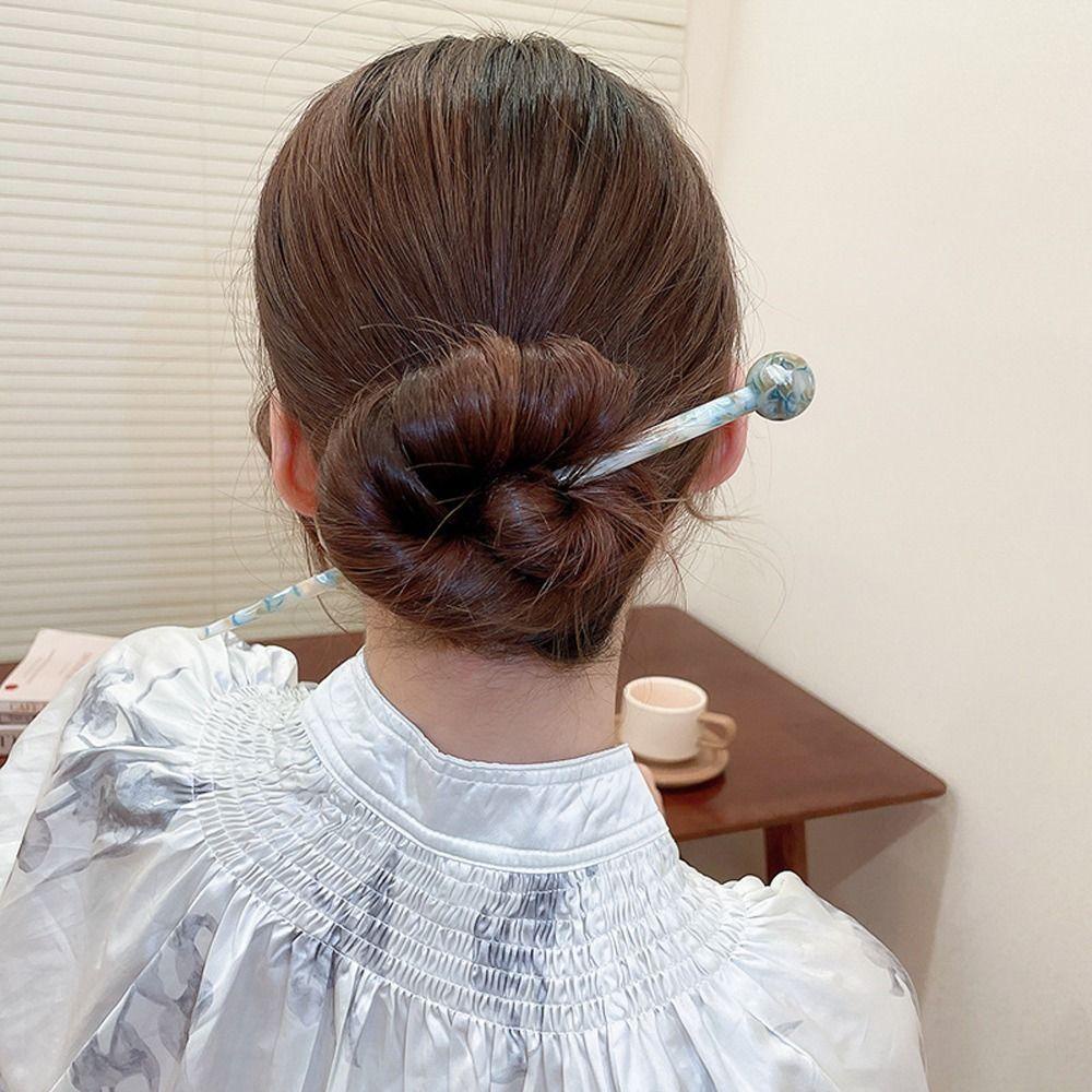 NEEDWAY Needway Wanita Rambut Stik Fashion Hiasan Kepala Sederhana Rambut Stik Untuk Perempuan Dikepang Jepit Rambut Baru Bulang Akrilik Chinese Hair Fork