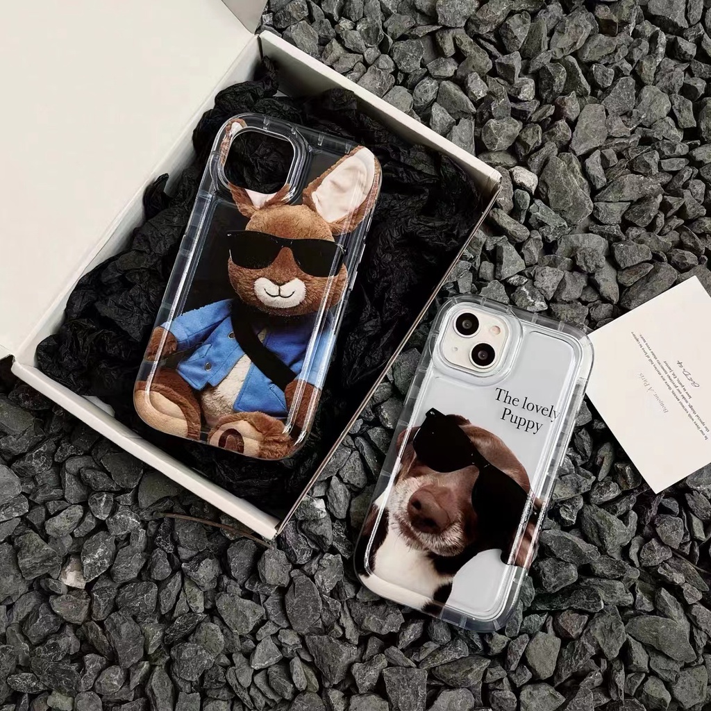 IPHONE Casing Ponsel Anjing Keren Kompatibel Untuk Iphone14 13 11 12 Pro XS Max X XR 7 8 Plus Casing Transparan TPU Pasangan Silikon Shockproof Cover