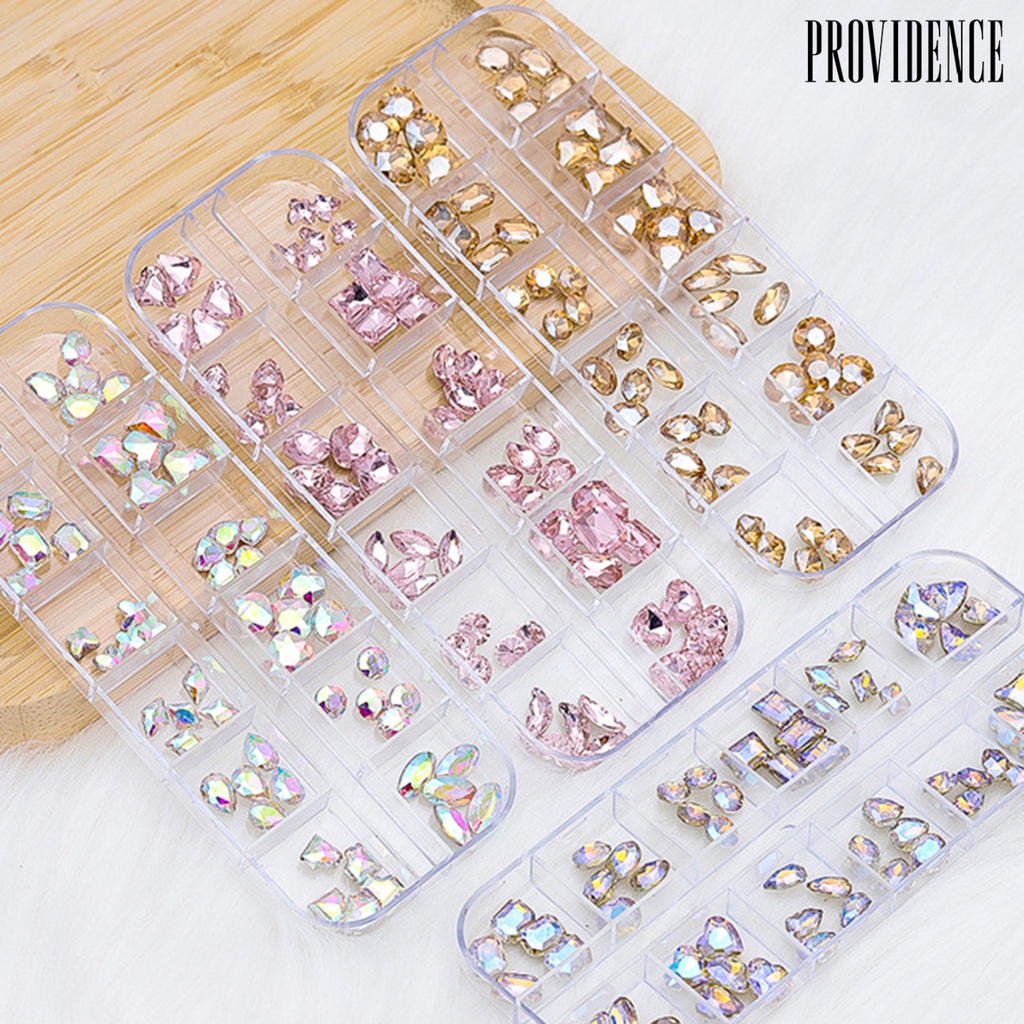 Providence 1kotak Manicure Decor Tiga Dimensi Indah Halus Mudah Diterapkan Bersinar DIY Mini Tajam Kuku Bawah Berlian Imitasi Aksesoris Toko Manikur