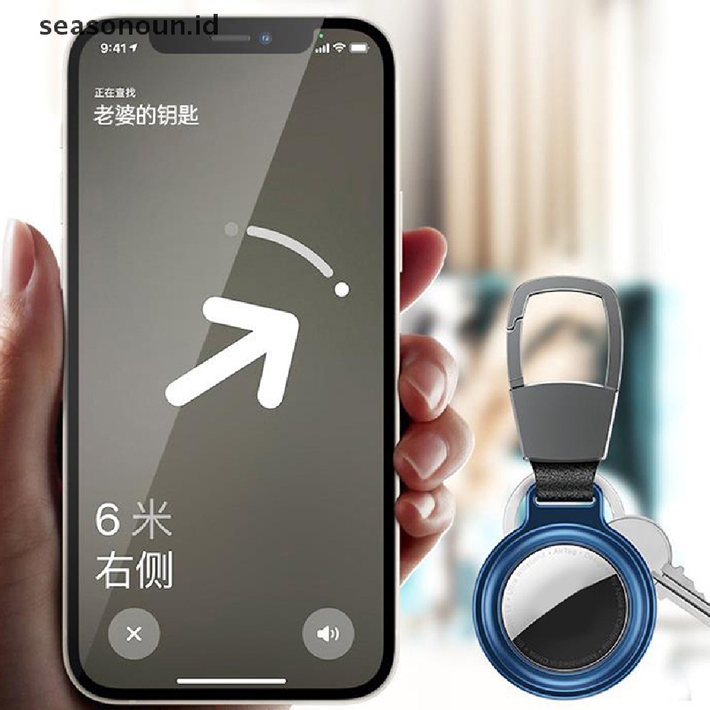 Seasonoun 1pc Airtag Case Pelindung Magnetik Untuk Airtags Cover Keychain Holder Tracker.