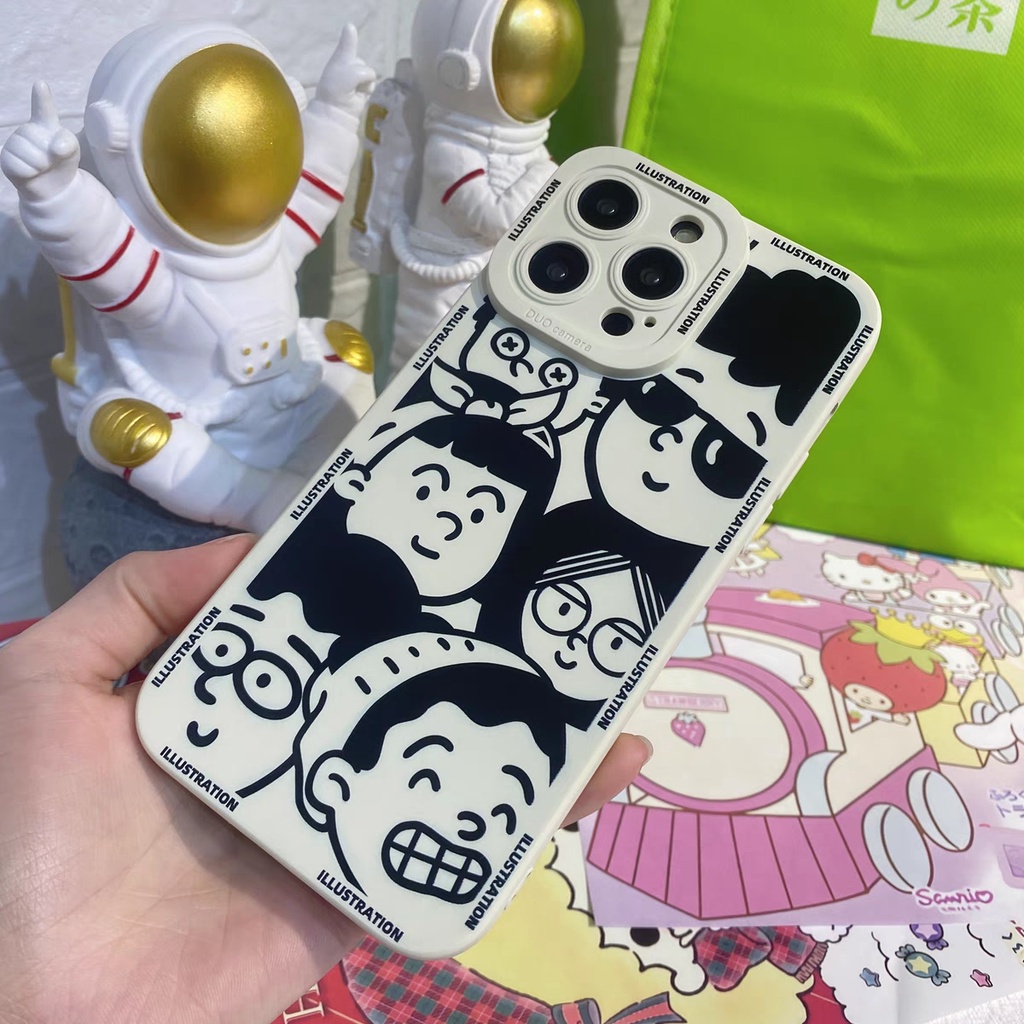 IPHONE Ins Motif Komik Cocok Untuk Iphone14 14pro 14plus 13 13pro 13prm iPhone12 7Plus 8Plus Xr XS 13 Pro Max Empat Sudut Casing Ponsel Tahan Guncangan