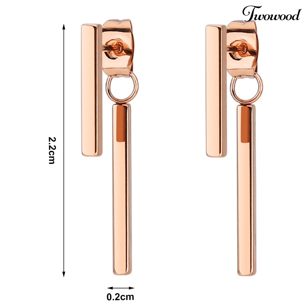 Twowood 1pasang Anting Pejantan Kesederhanaan Geometris Berbentuk T Poles Temperamen Berdandan Tahan Luntur Sederhana T Bar Drop Earrings Perlengkapan Kostum