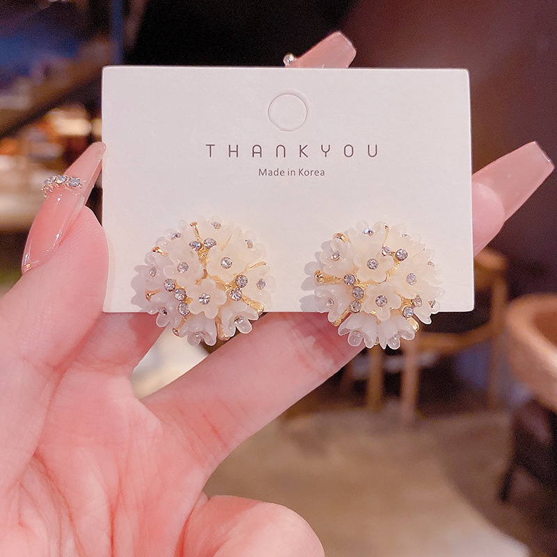 Ready Stock Grosir S925 Perak Jarum High-End Zirkon Kupu-Kupu Anting Perempuan All-Match Berlian Anting-Anting