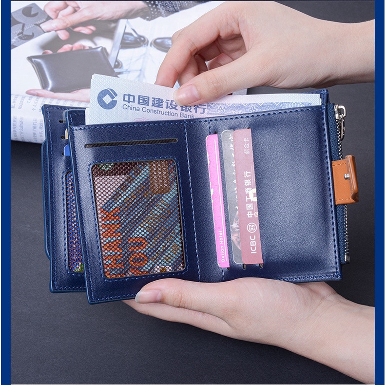 DOMPET LIPAT WANITA BRANDED BATAM REMAJA KEKINIAN MURAH CEWEK KOREA KECIL IMPORT DEABOLAR ORIGINAL KANVAS BIRU WA658B2 NARONI SLOT KARTU RESLETING UANG KOIN MINI PENDEK PREMIUM