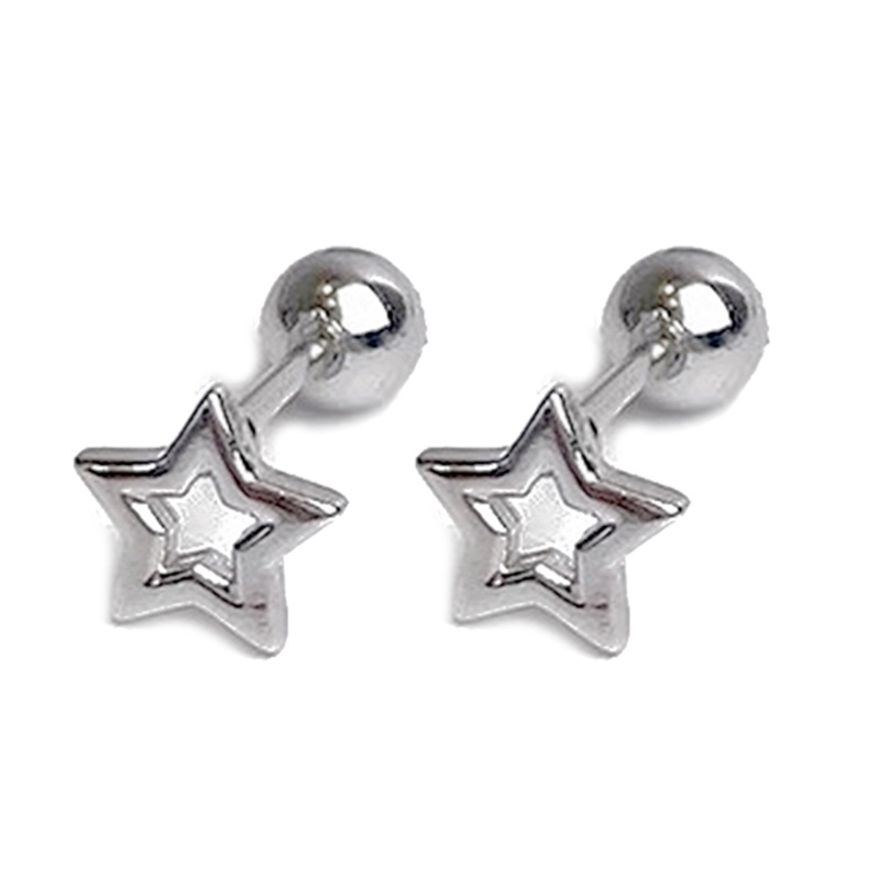Siy Warna Perak Fashion Bintang Berlian Imitasi Anting Pejantan Kecil Untuk Wanita Pasangan Manis Keren Kepribadian Perhiasan Pesta Gif