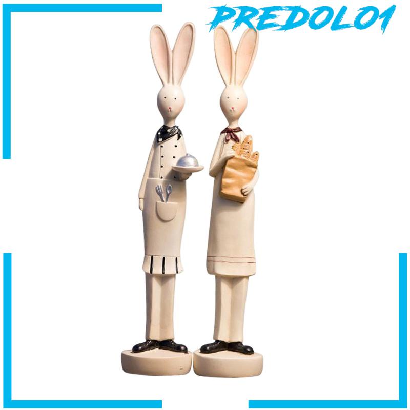 [Predolo1] 2buah Patung Kelinci Handmade Angka Kelinci Art Bunny Figurines