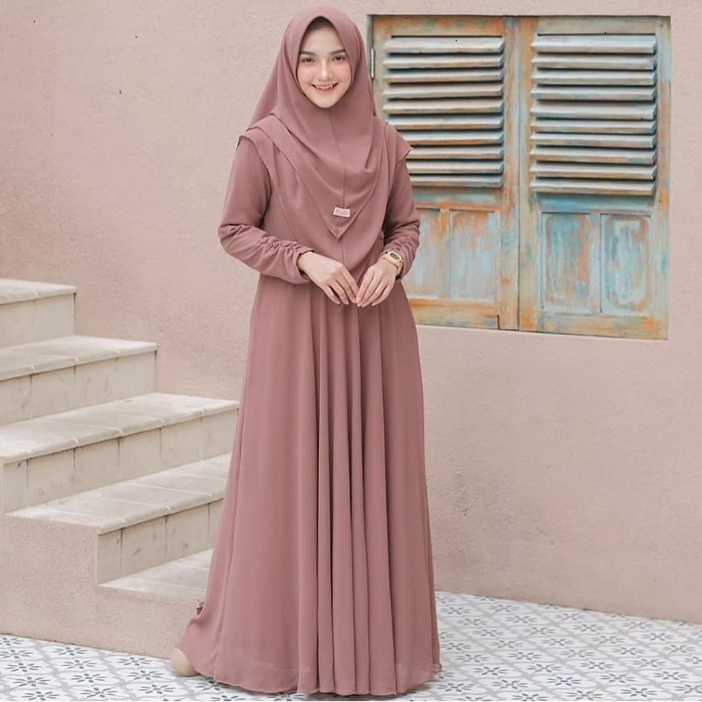 gamis terbaru 2023 modern / gamis syari set khimar / gamis syari plus kerudung / gamis syari jumbo t