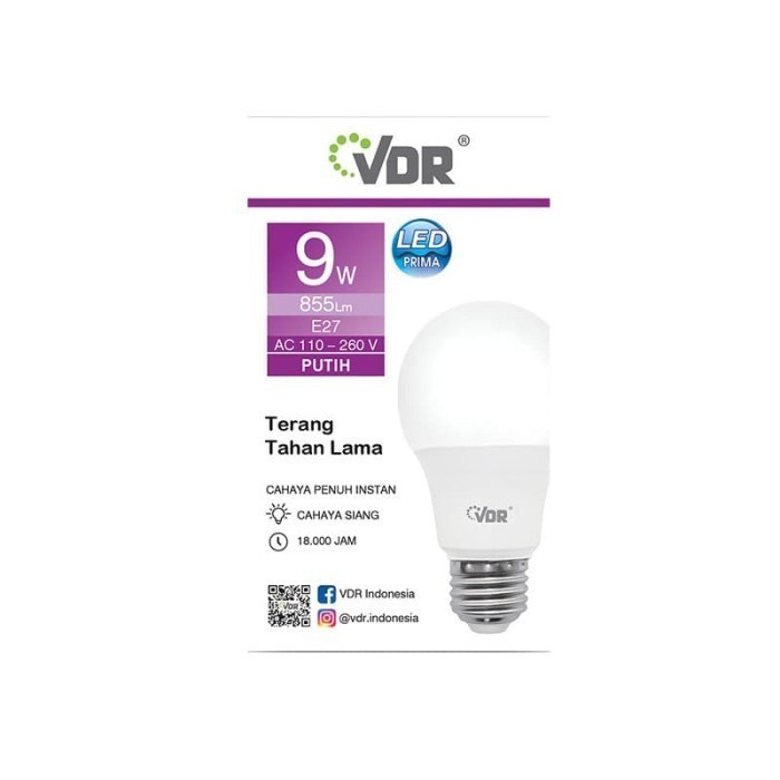 VDR Prima Lampu LED 9W Bohlam 9 Watt