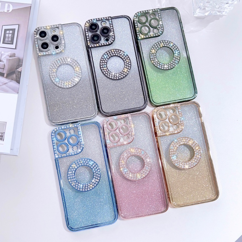 IPHONE Fashion Berlian Gradien Casing Pelindung Untuk Iphone14 13 12 11 Pro Max 14plus Flash Berkualitas Tinggi Elektroplating Ponsel Casing Lembut