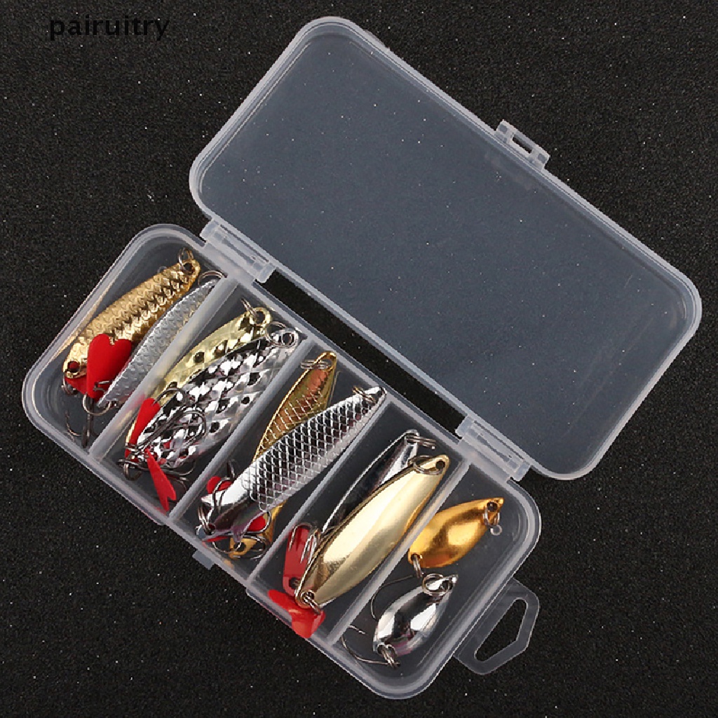 Prt 10Pcs Memancing Logam Sendok Lure Kit Set Emas Perak Umpan Sequin Spinner Lures PRT