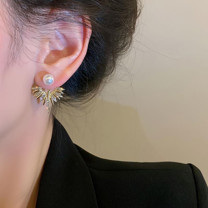 Anting Sayap Malaikat Mutiara Antik Aksesoris Berlian glitter Korea Wanita