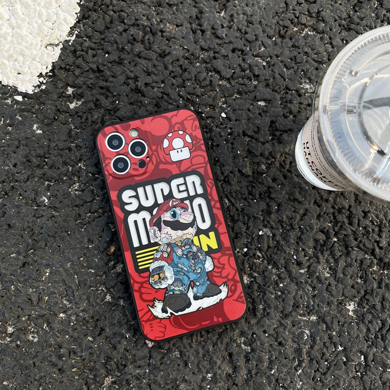 【Super Mario】Soft Case IP IPhone 7 8 Plus 7+ 8+ X XR XS Max 11 12 13 14 Pro Max SE 2020 Black Case Casing hp iphone missconnie