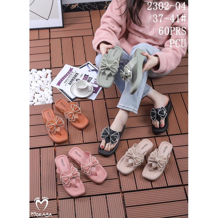 Sandal Jepit Jelly Wedges Wanita Pita Tumpuk Besar dan Bunga Besar Motif Star Blink Super Cantik Lucu Empuk Trendy Import Mokaya / Size 37-41 (2302-04/2302-041)