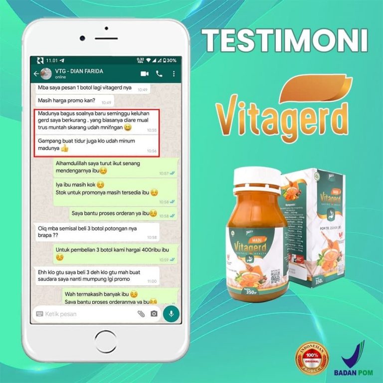 Madu Vitagerd Obat Lambung Asli Herbal Terbaik Atasi Asam Lambung Naik, Maag &amp; Gerd Anda BPOM Original GARANSI ASLI