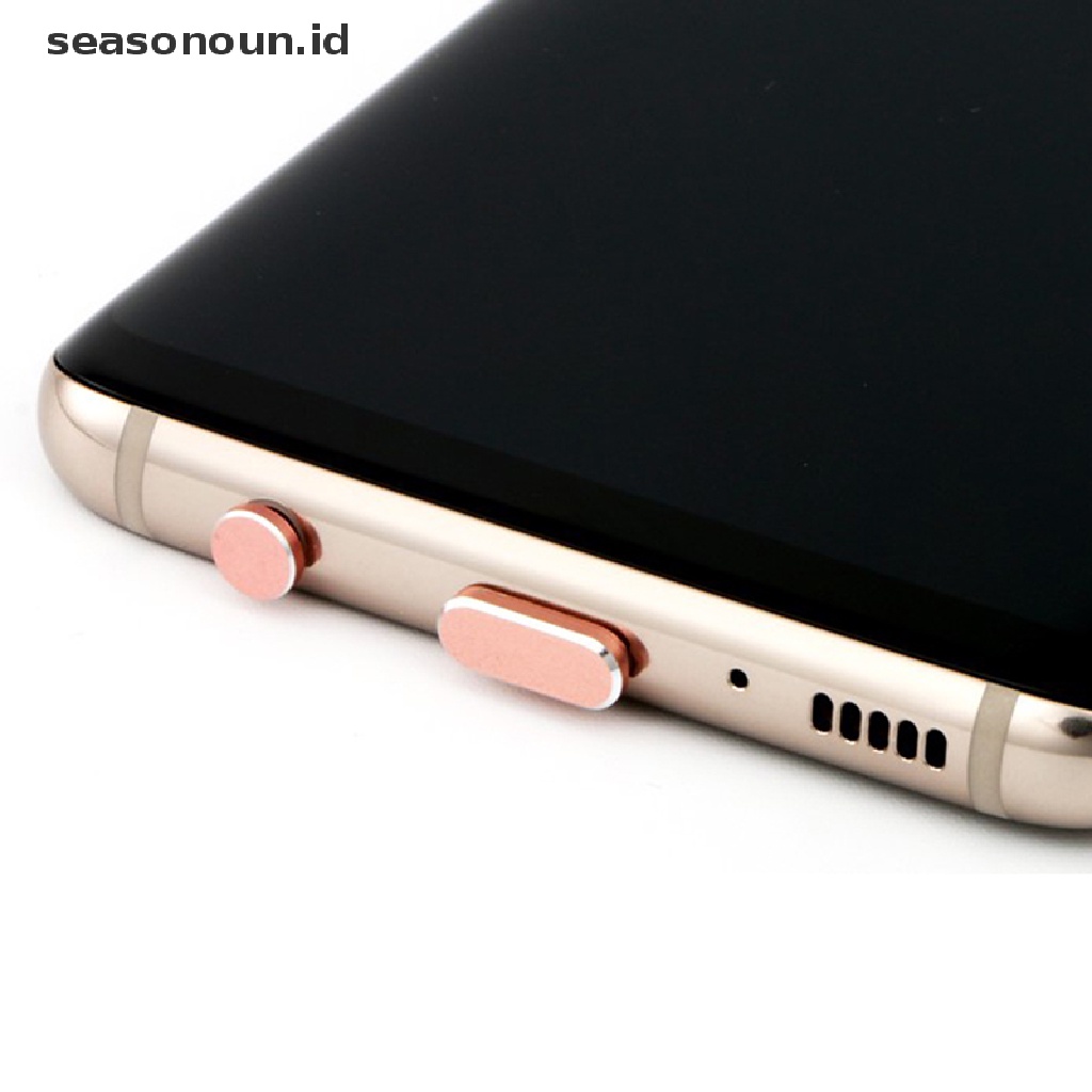 Seasonoun 1Set Port Pengisian Telepon Tipe C 3.5mm Earphone Jack Sim Card USB C Colokan Debu.